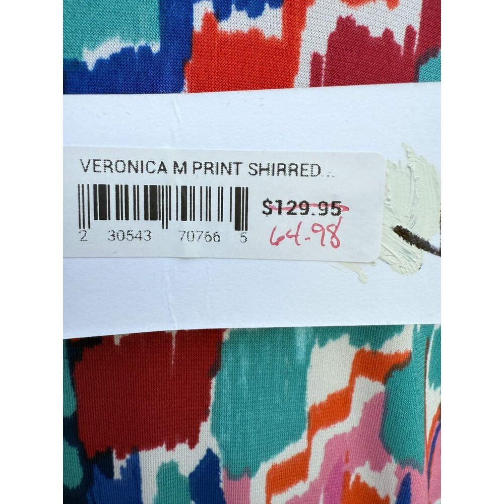 NWT Veronica M Dress Shirred Asymmetrical Multicolor Size L‎ - Picture 6 of 11